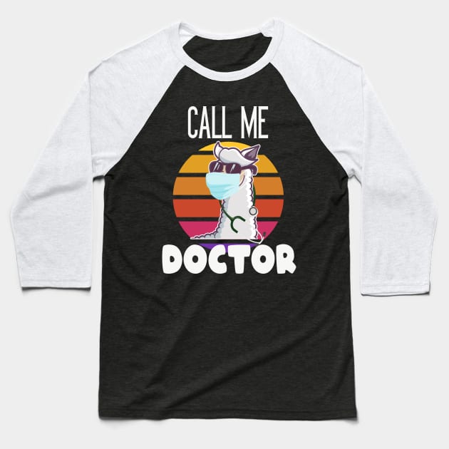 Funny Llama Doctor Baseball T-Shirt by Foxxy Merch